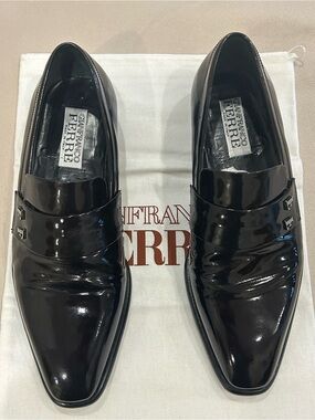 Gianfranco Ferre Men's Black Patent Leather Slip-On Loafers